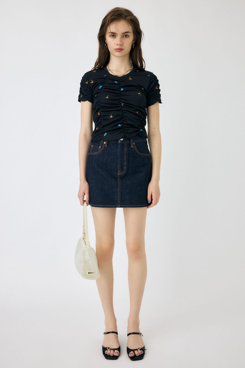 MOUSSY | 【WEB限定】FLORAL RANDOM ギャザーTシャツ (Tシャツ