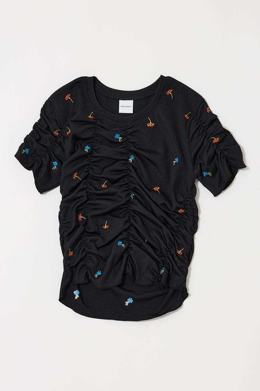 MOUSSY | 【WEB限定】FLORAL RANDOM ギャザーTシャツ (Tシャツ