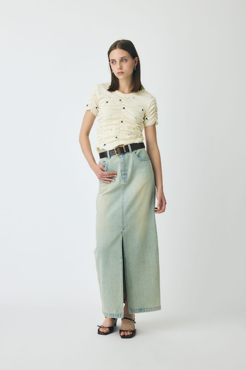 MOUSSY | 【WEB限定】FLORAL RANDOM ギャザーTシャツ (Tシャツ