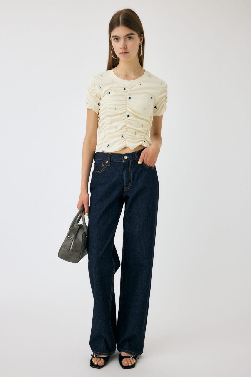 MOUSSY | 【WEB限定】FLORAL RANDOM ギャザーTシャツ (Tシャツ