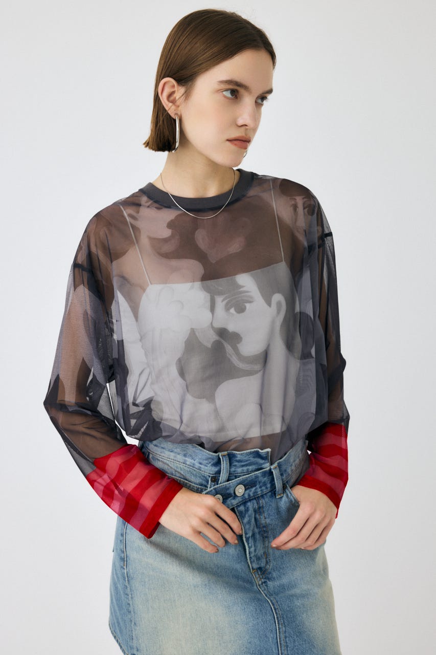 トップス MESH POLO COCONUT MILK L MAISON KITSUNÉ Fox Head Patch Regular Polo Shirt in Gray