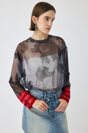 PU MESH LONG トップス