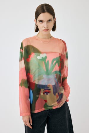 PU MESH LONG トップス