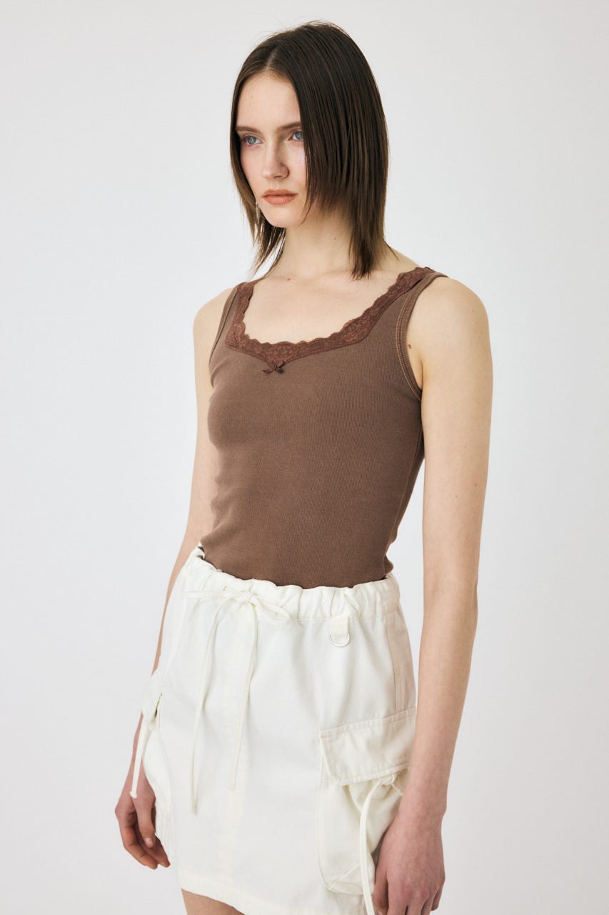 LACE TRIM タンクトップ BRN FREE