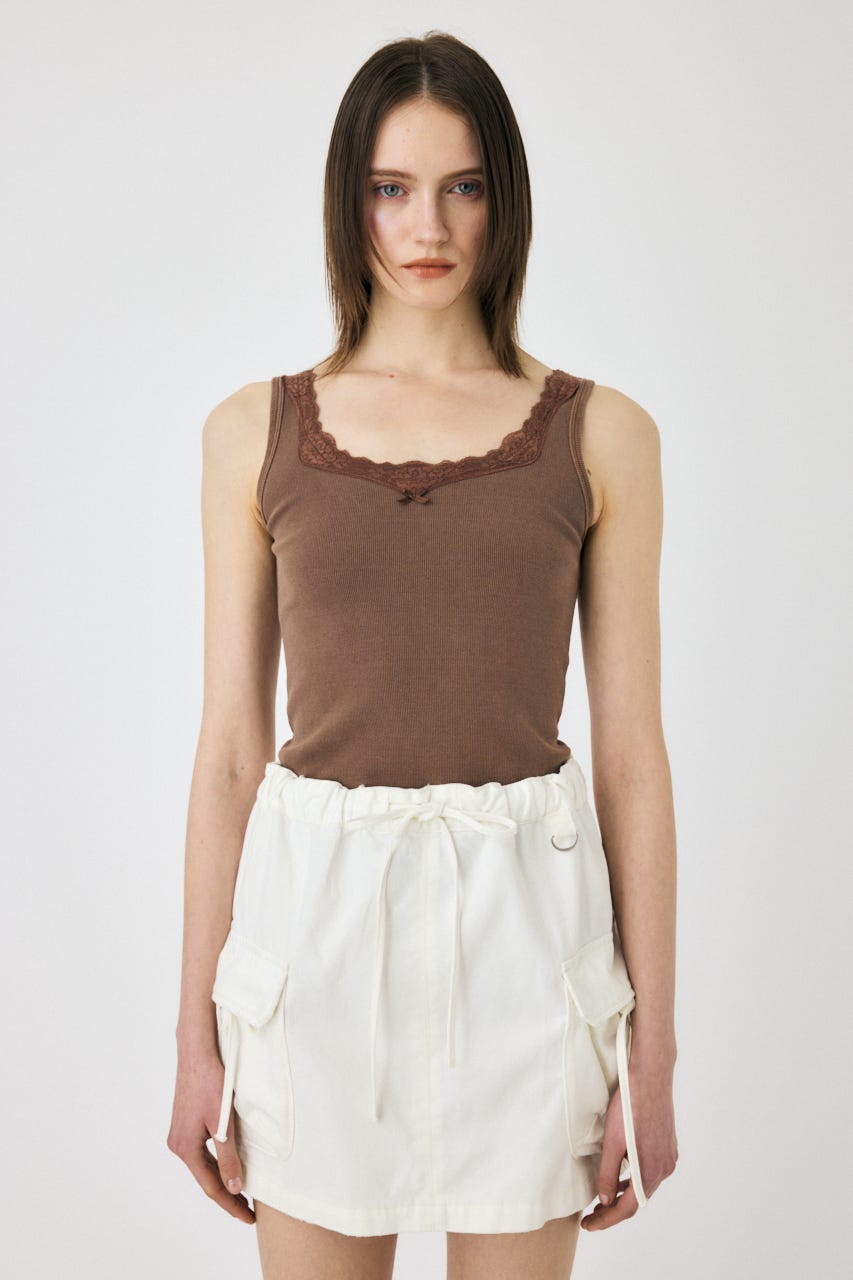 LACE TRIM タンクトップ BRN FREE
