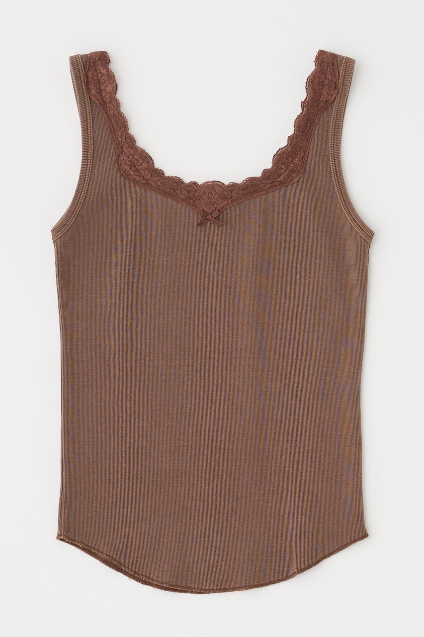 LACE TRIM タンクトップ BRN FREE