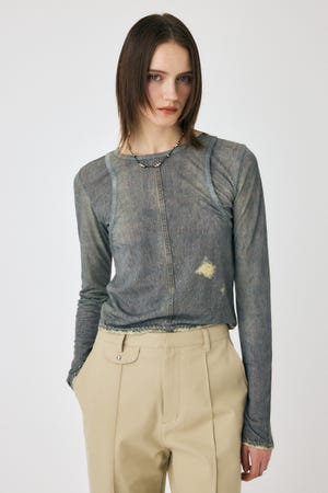 DENIM PRINT TRANSPARENT ロンT