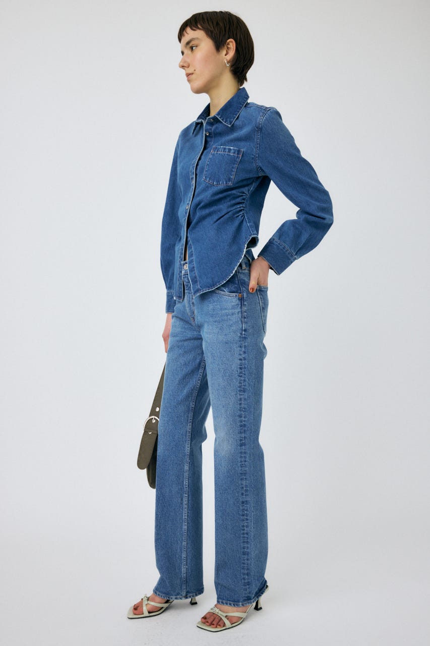 WAIST FIT デニムシャツ BLU FREE