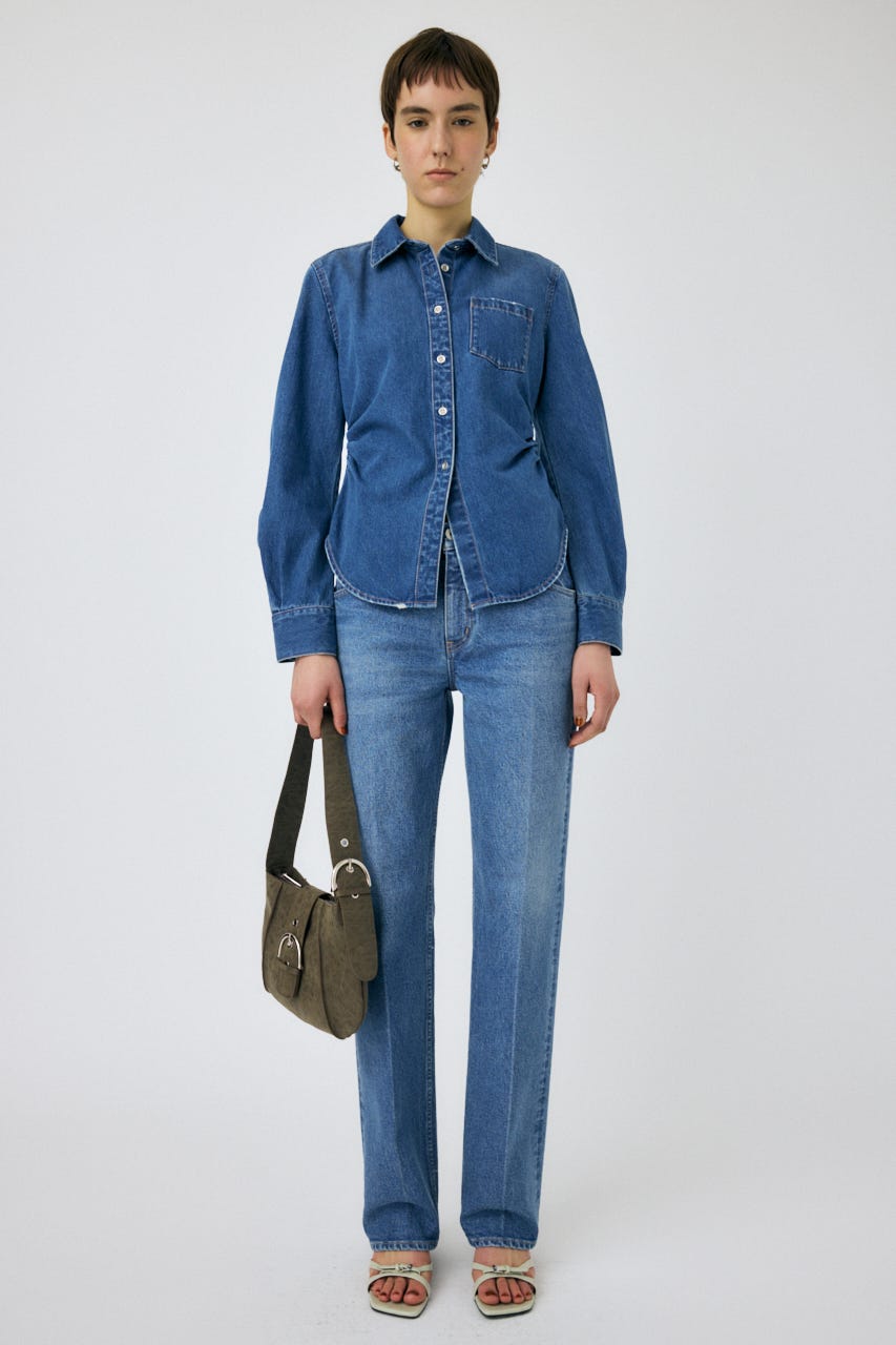 WAIST FIT デニムシャツ BLU FREE