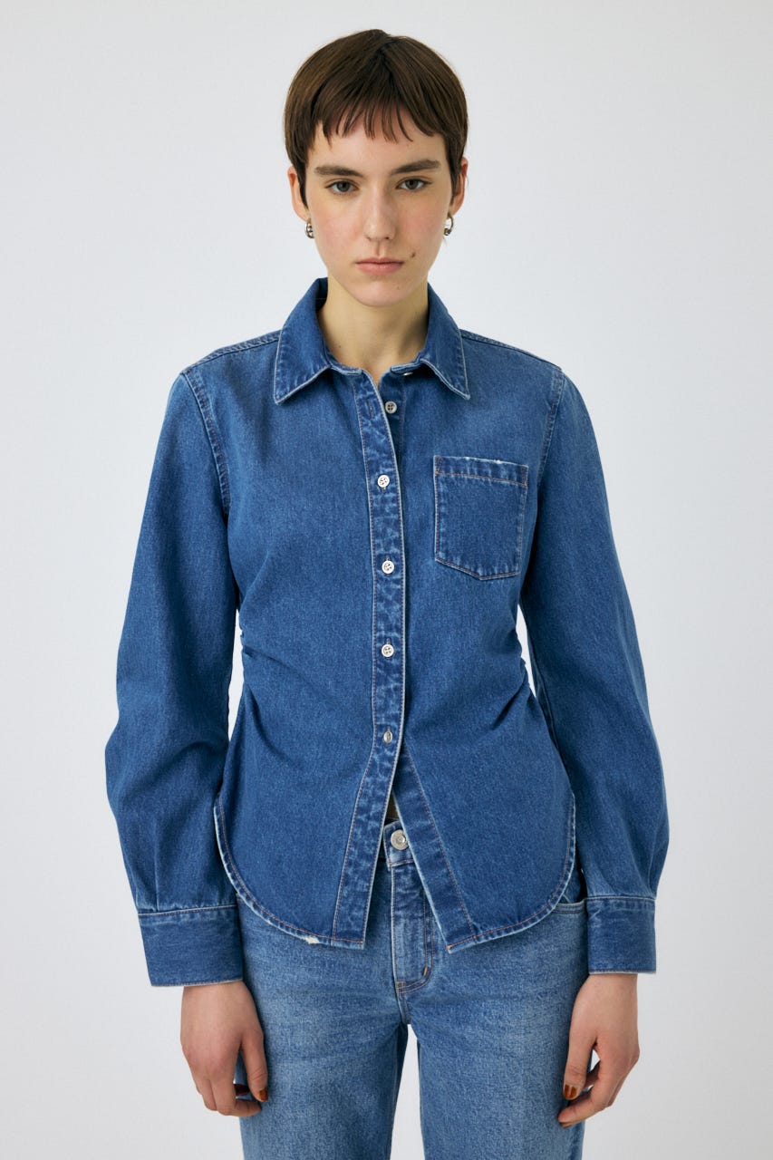 WAIST FIT デニムシャツ BLU FREE