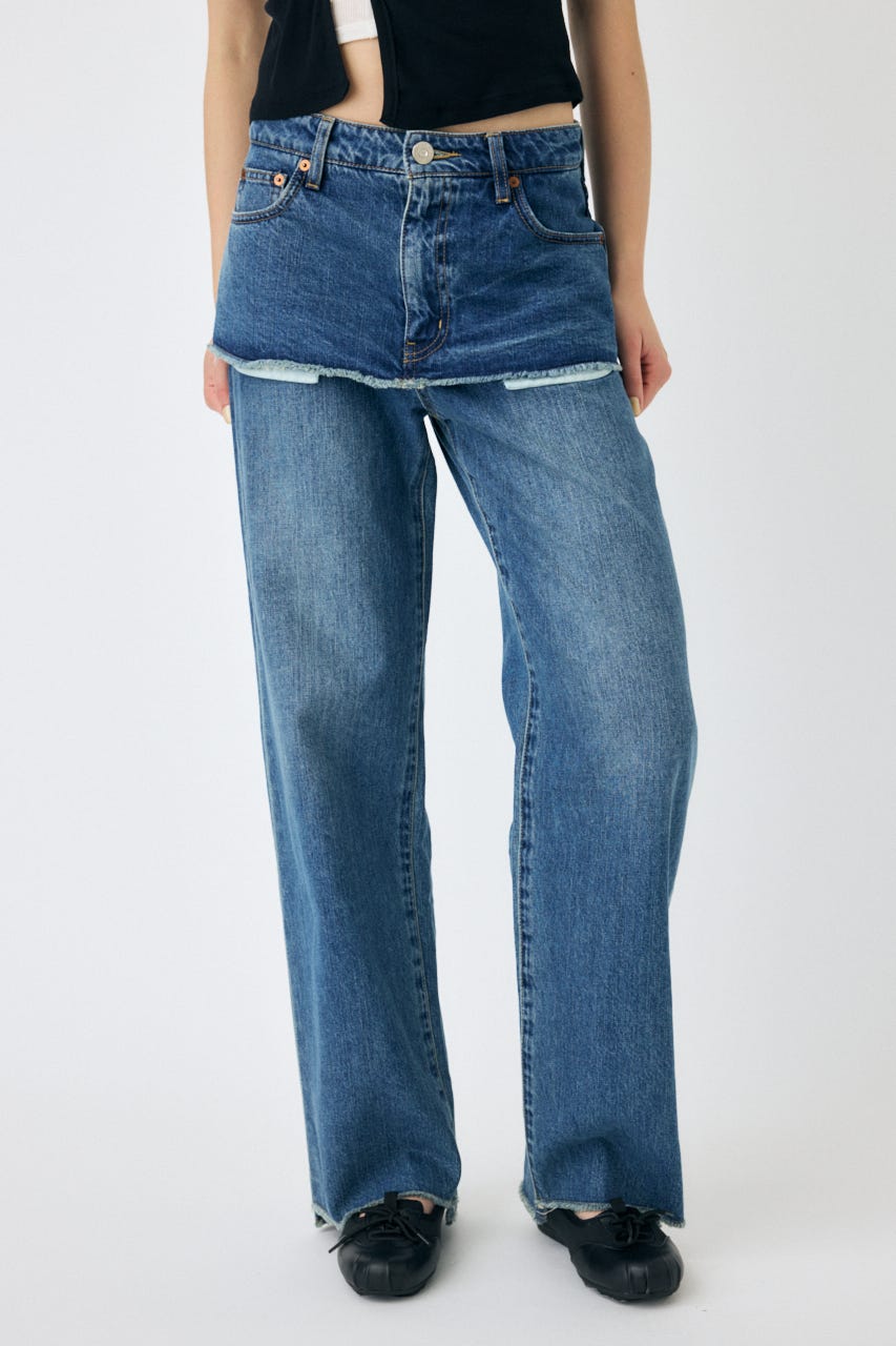 MOUSSY マウジーデニムロングコート1 白ステッチ