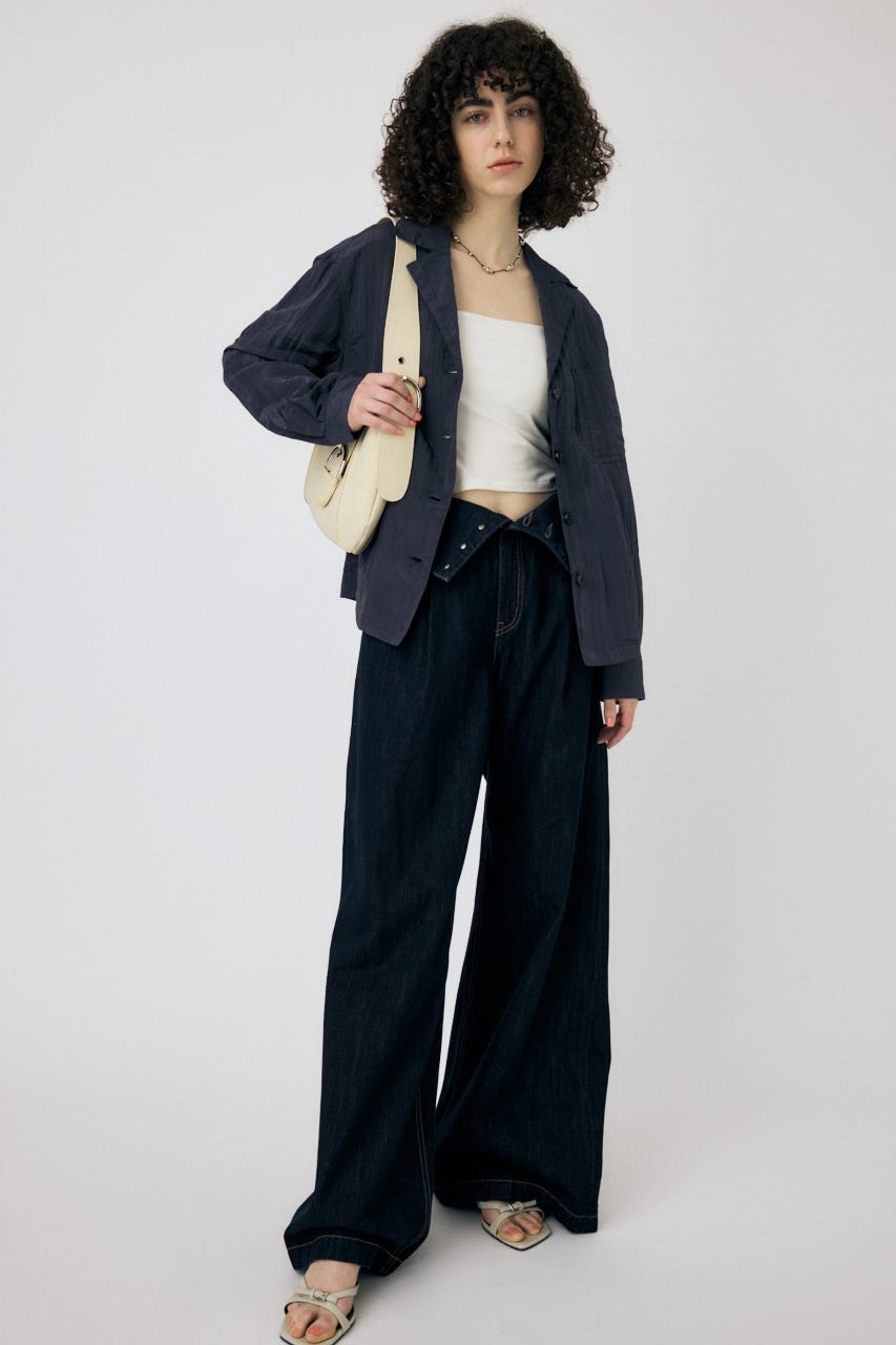 SATIN シャツ NVY FREE