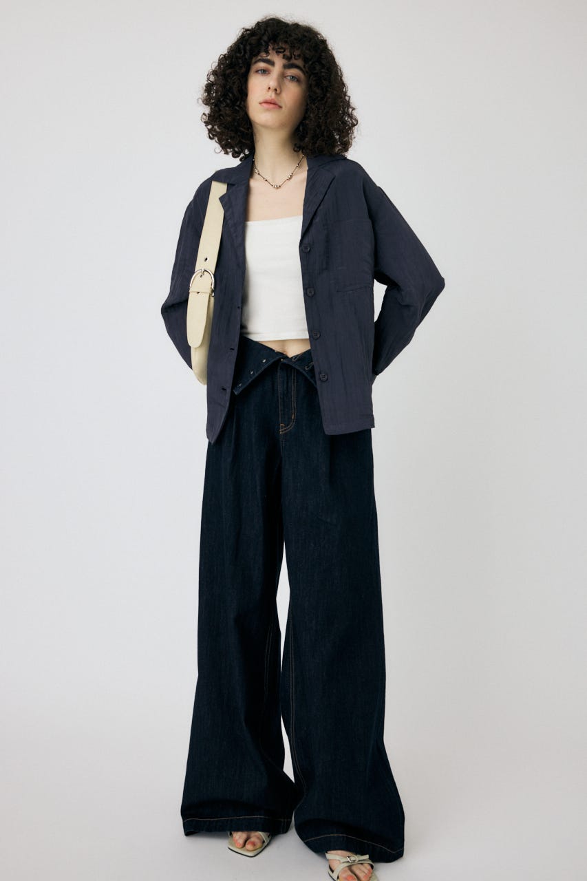 SATIN シャツ NVY FREE