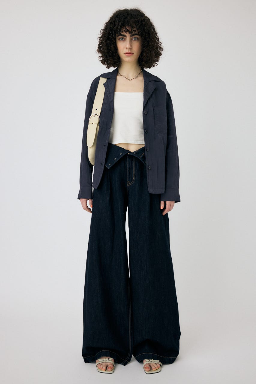 SATIN シャツ NVY FREE