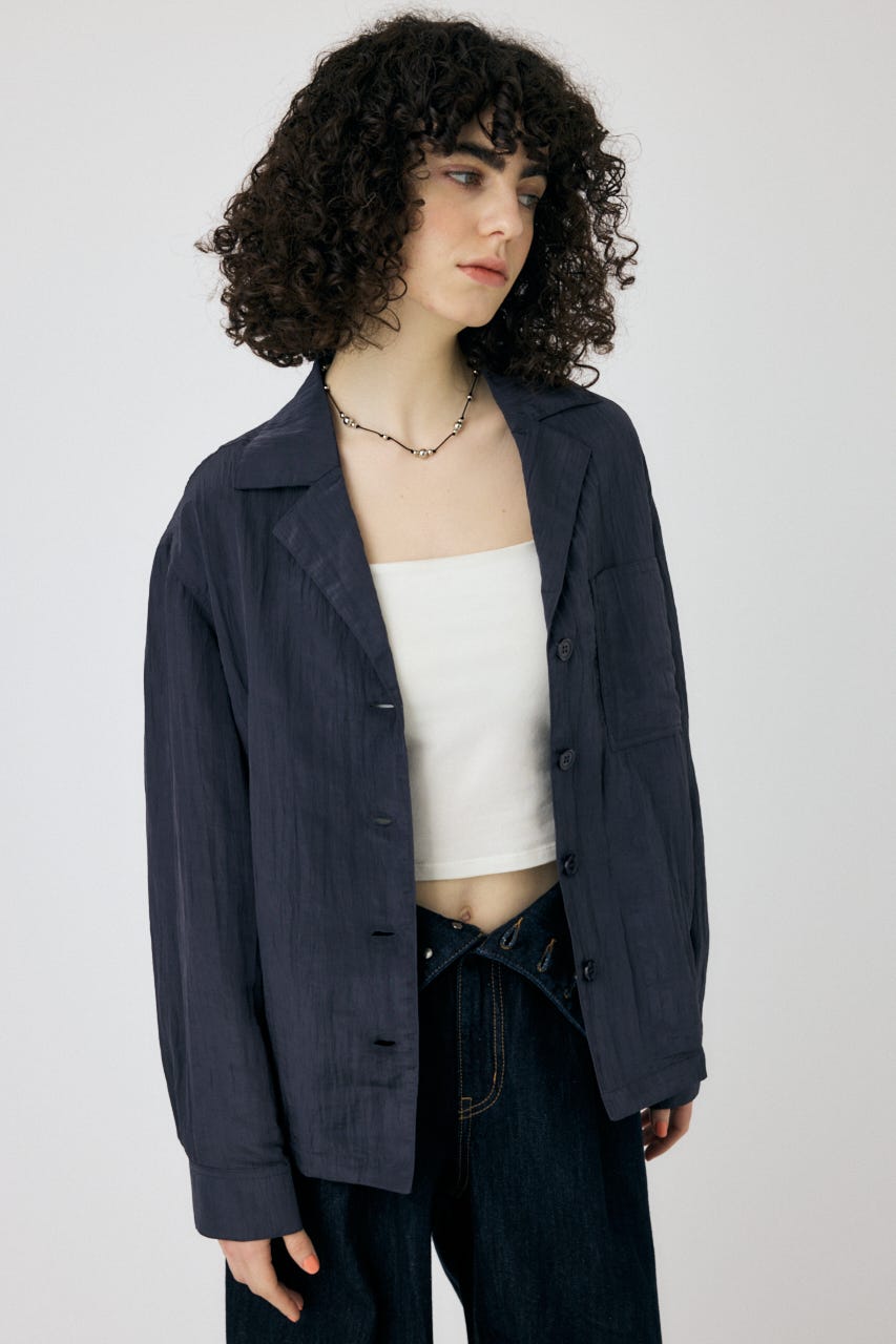 SATIN シャツ NVY FREE
