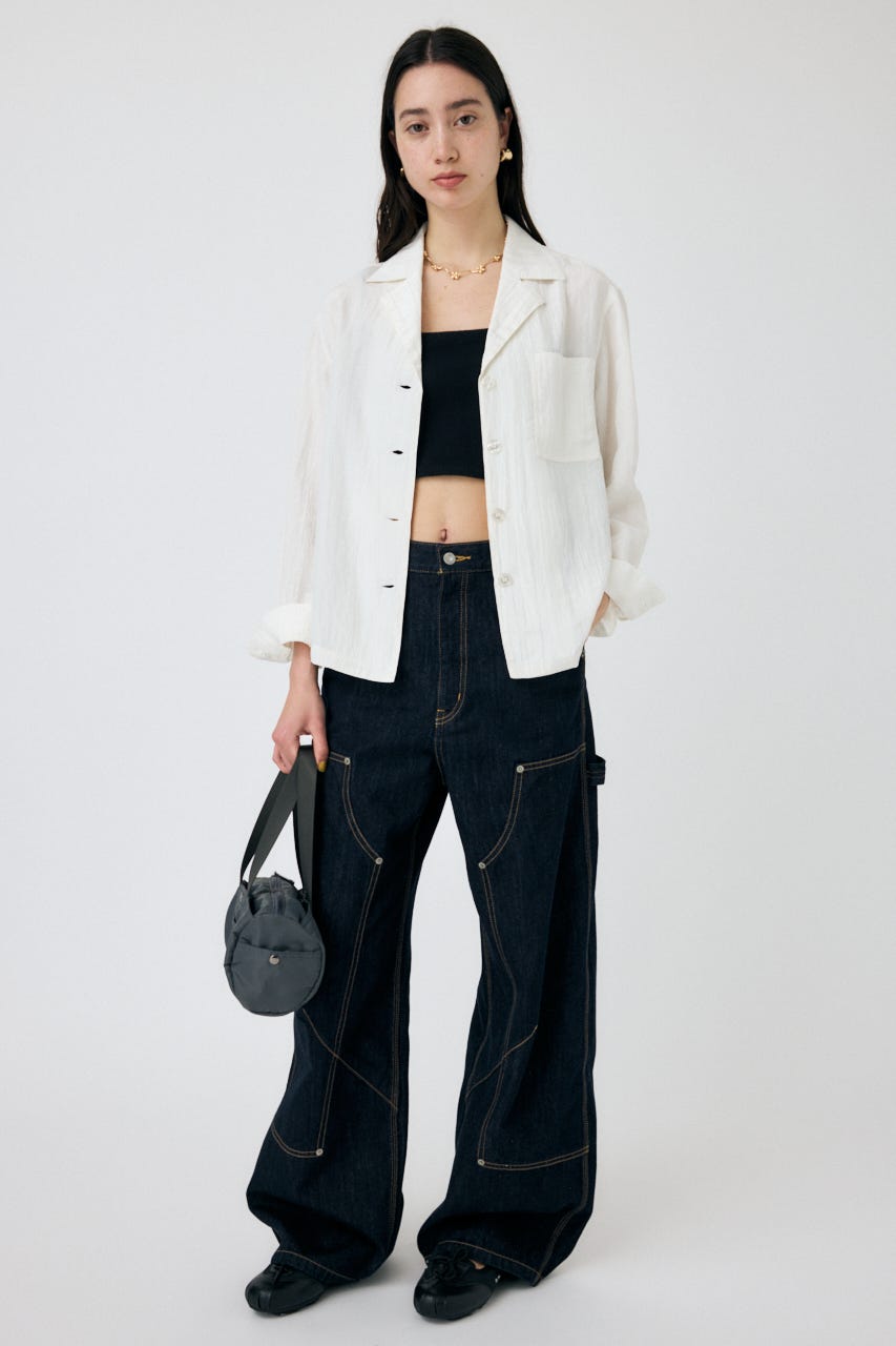 SATIN シャツ O/WHT FREE