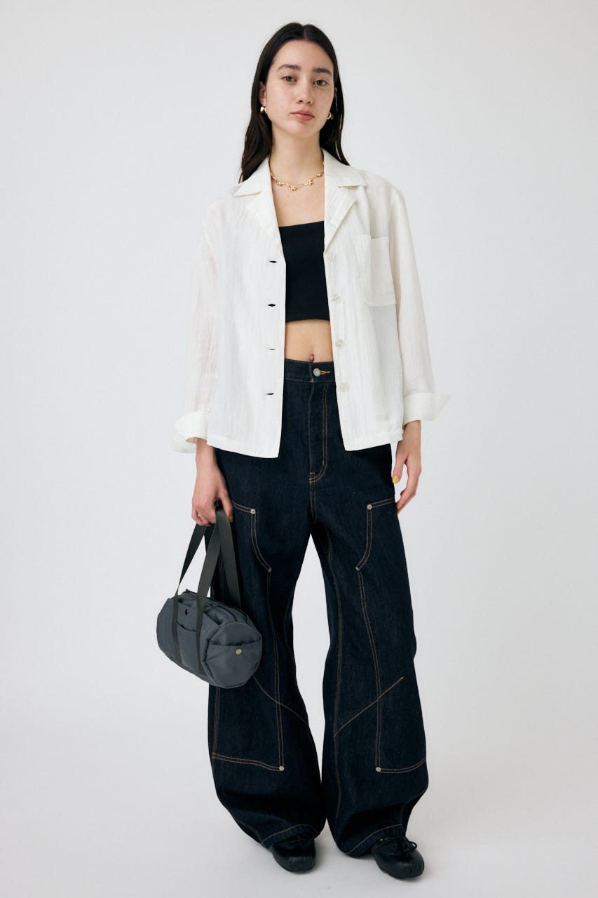 SATIN シャツ O/WHT FREE