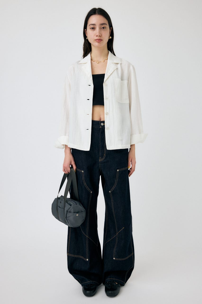 SATIN シャツ O/WHT FREE