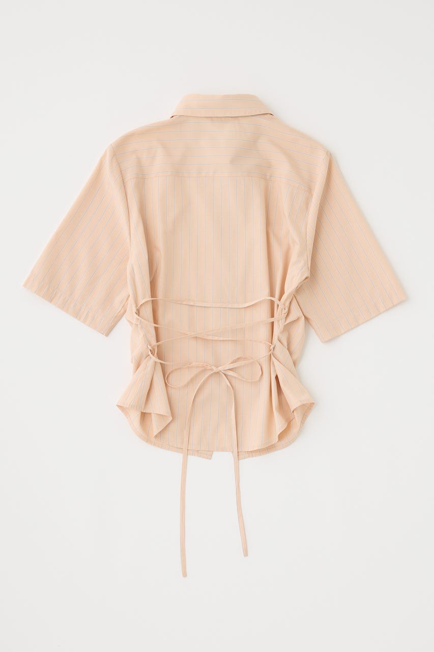 STRIPE BACK LACE UP シャツ L/ORG FREE