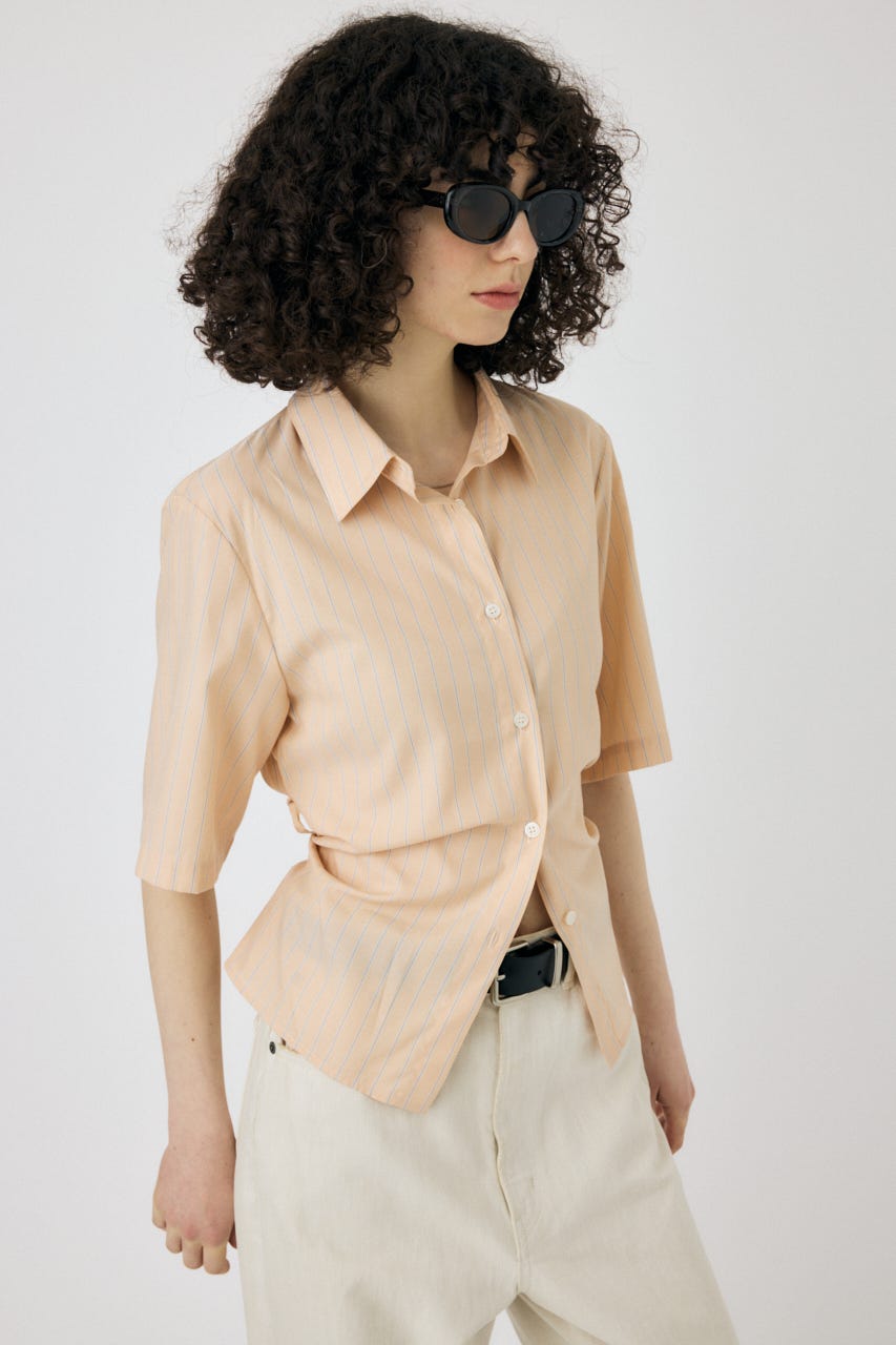 STRIPE BACK LACE UP シャツ L/ORG FREE