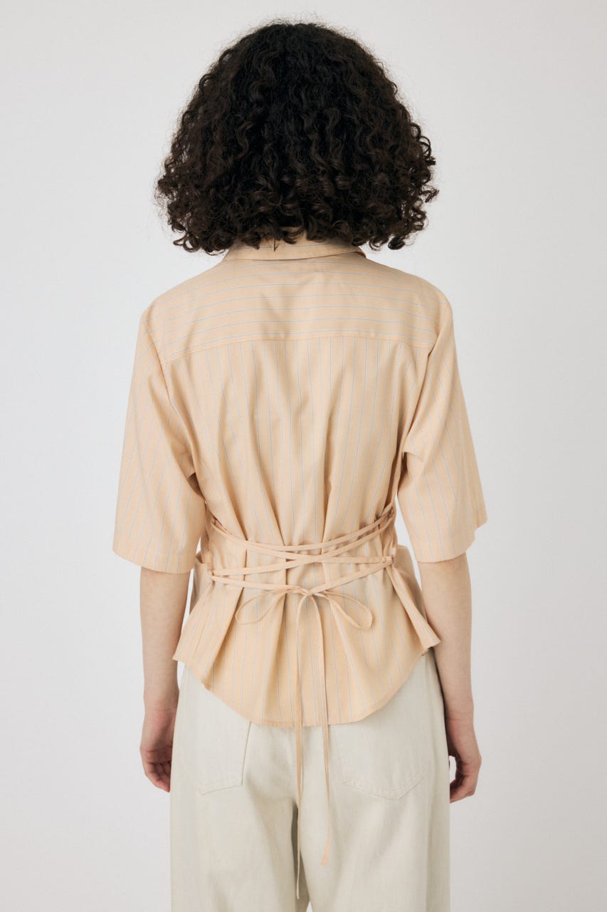 STRIPE BACK LACE UP シャツ L/ORG FREE