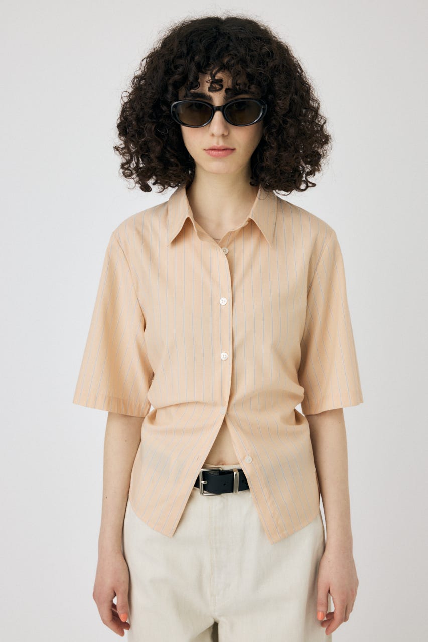 STRIPE BACK LACE UP シャツ L/ORG FREE