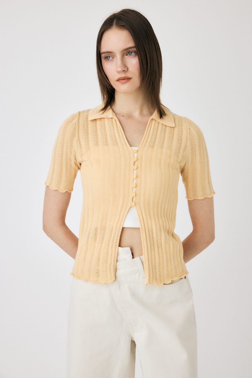 COTTON KNIT OPENWORK カーディガン L/ORG FREE