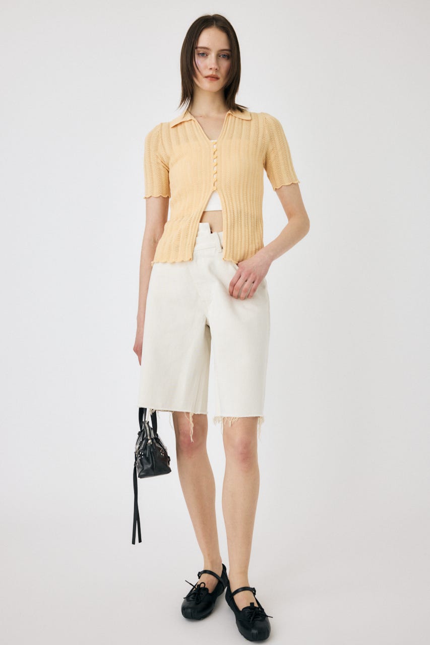 COTTON KNIT OPENWORK カーディガン L/ORG FREE