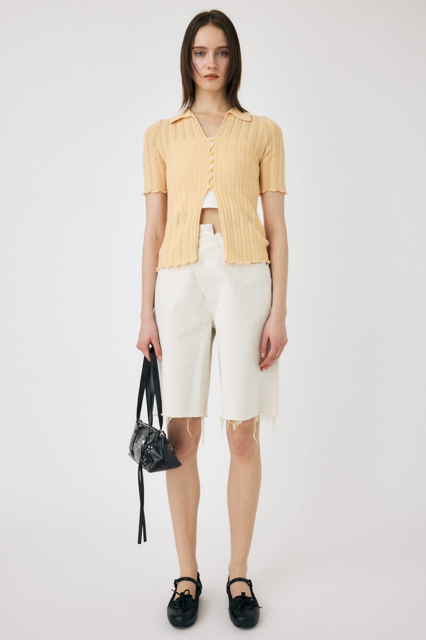 COTTON KNIT OPENWORK カーディガン L/ORG FREE