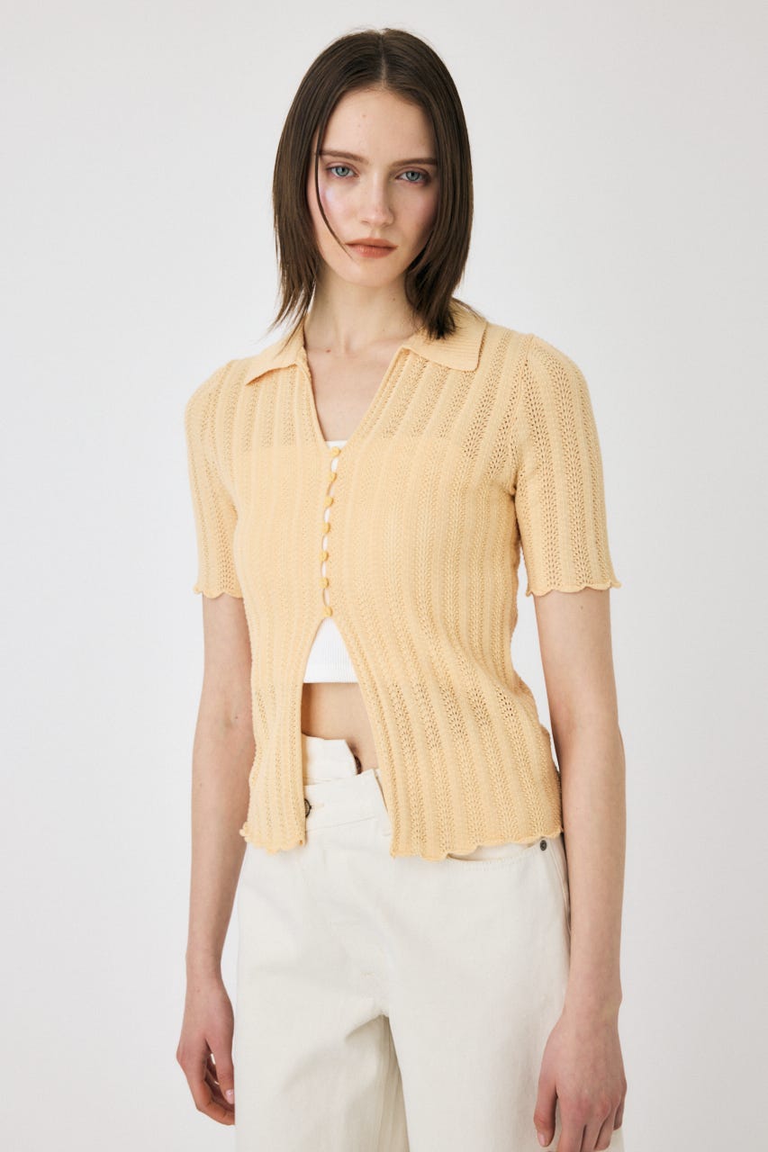 COTTON KNIT OPENWORK カーディガン L/ORG FREE