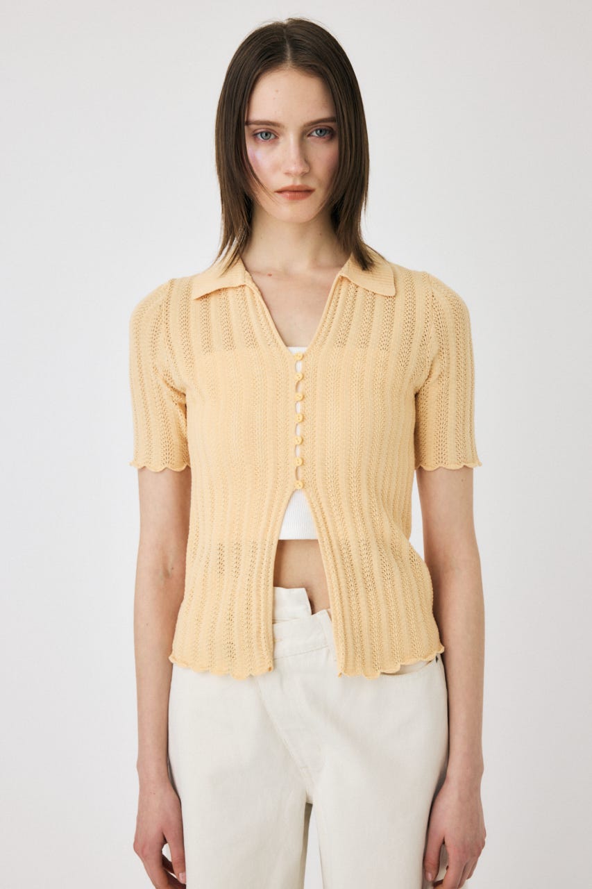 COTTON KNIT OPENWORK カーディガン L/ORG FREE