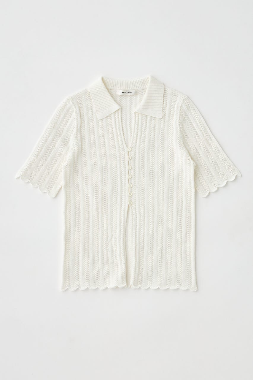COTTON KNIT OPENWORK カーディガン O/WHT FREE