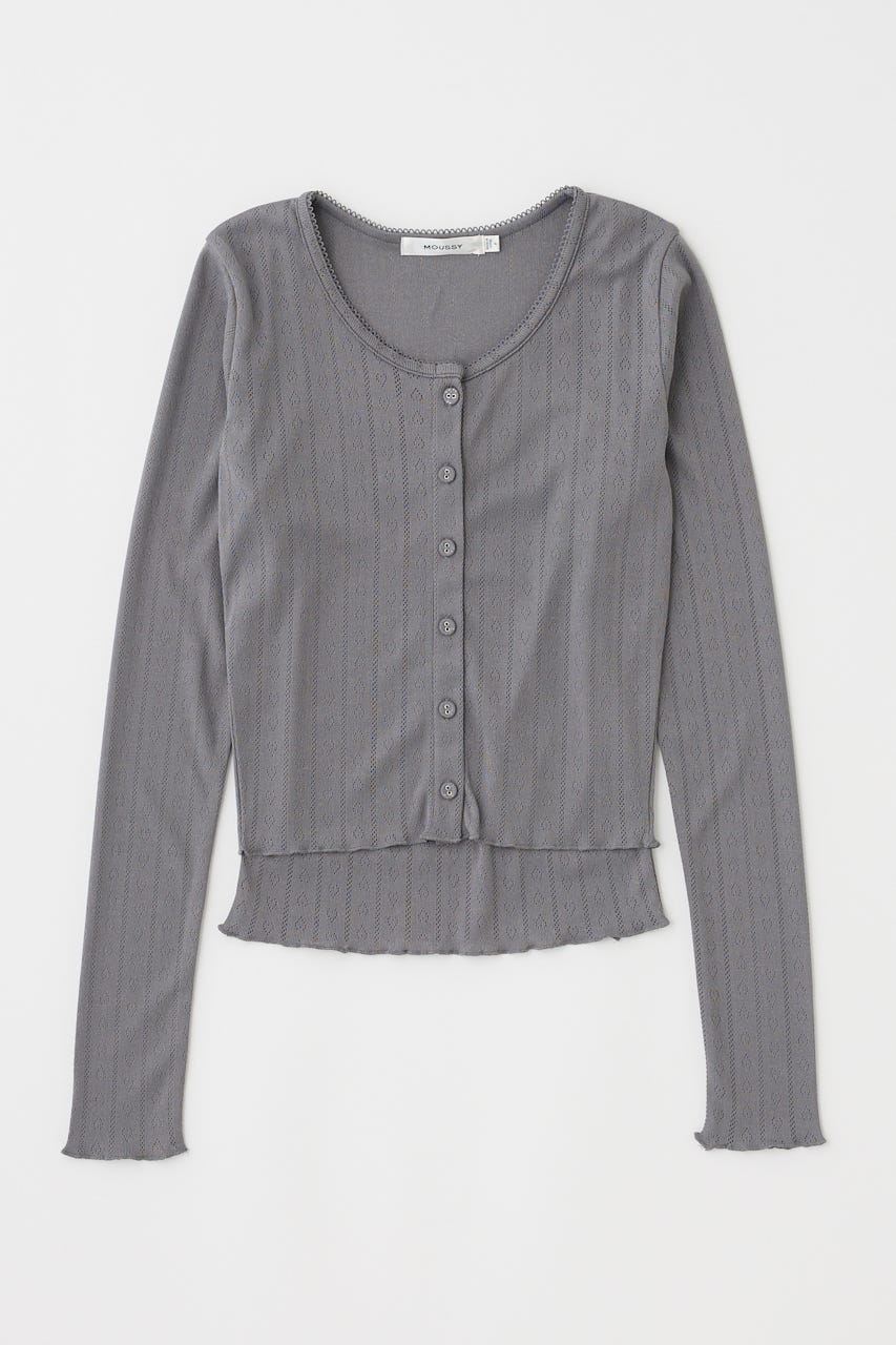 EYELET U-NECK カーデ & キャミ C.GRY FREE