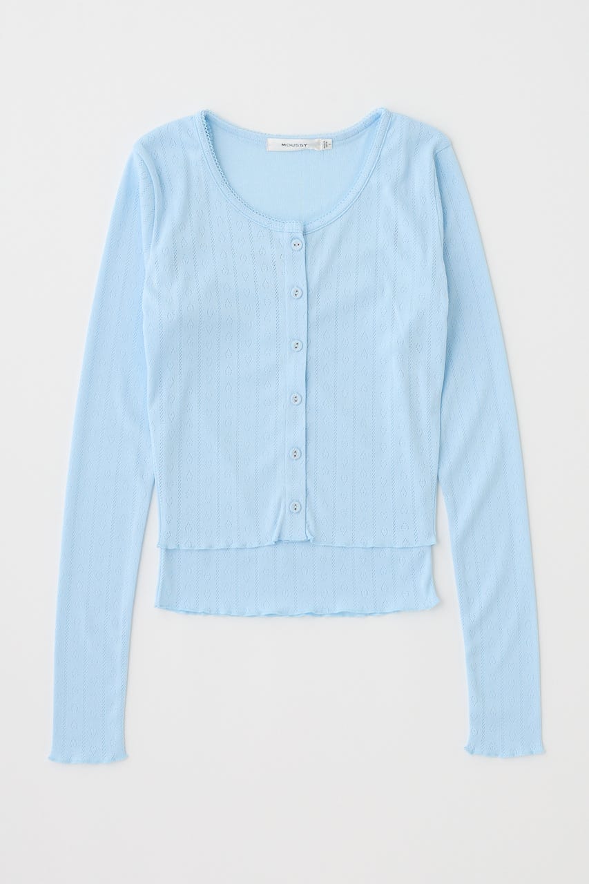 EYELET U-NECK カーデ & キャミ L/BLU FREE