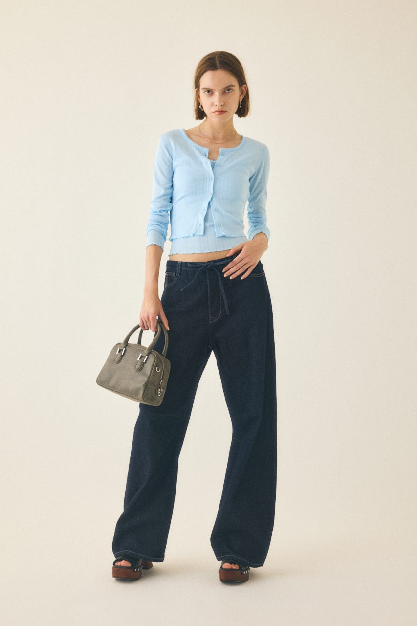 EYELET U-NECK カーデ & キャミ L/BLU FREE