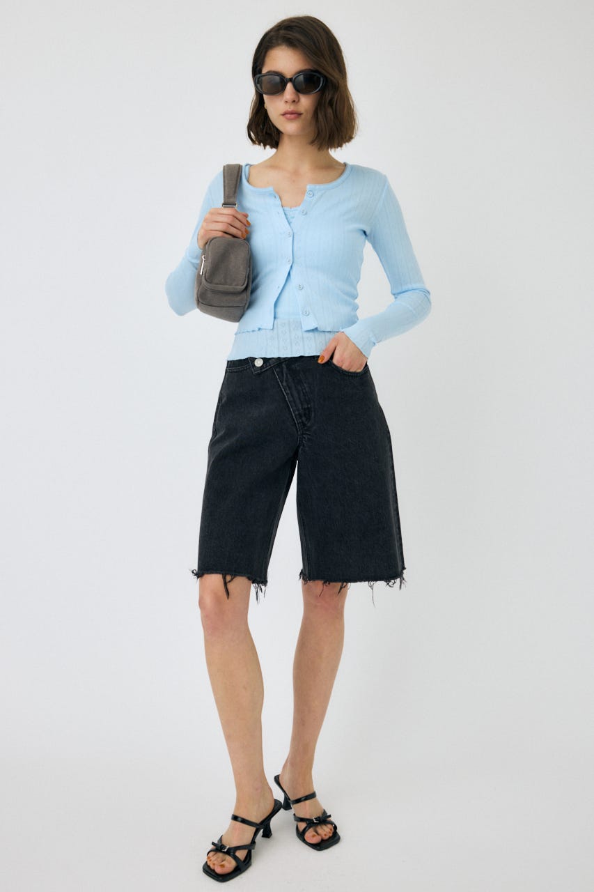 EYELET U-NECK カーデ & キャミ L/BLU FREE
