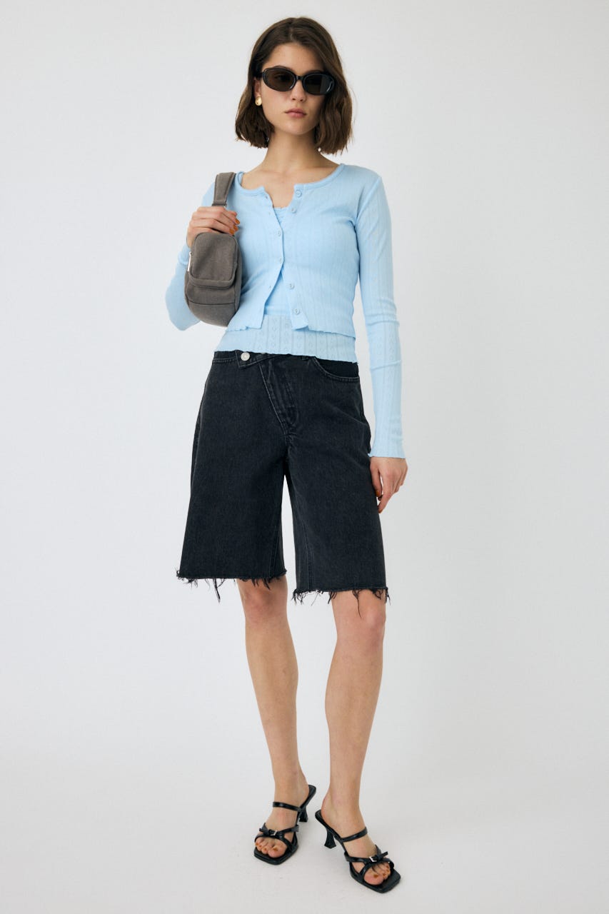 EYELET U-NECK カーデ & キャミ L/BLU FREE