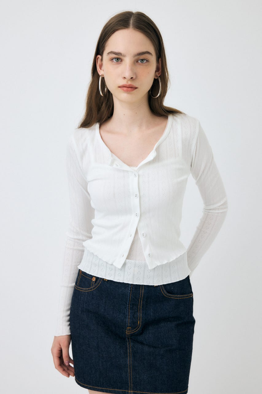 MOUSSY | EYELET U-NECK カーデ & キャミ (Tシャツ・カットソー