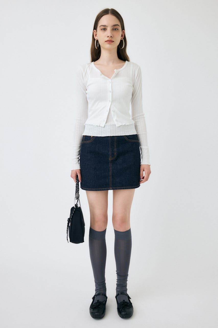 カーディガン EYELET U-NECK カーディガン ＆ キャミソール 春服 レディース MOUSSY | EYELET U-NECK カーデ & キャミ (Tシャツ・カットソー