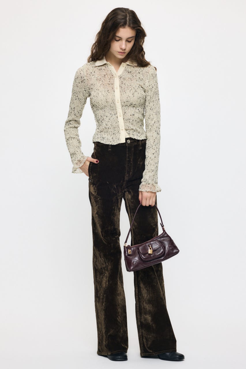 KNITTING COLLAR SHEER シャツ IVOY FREE
