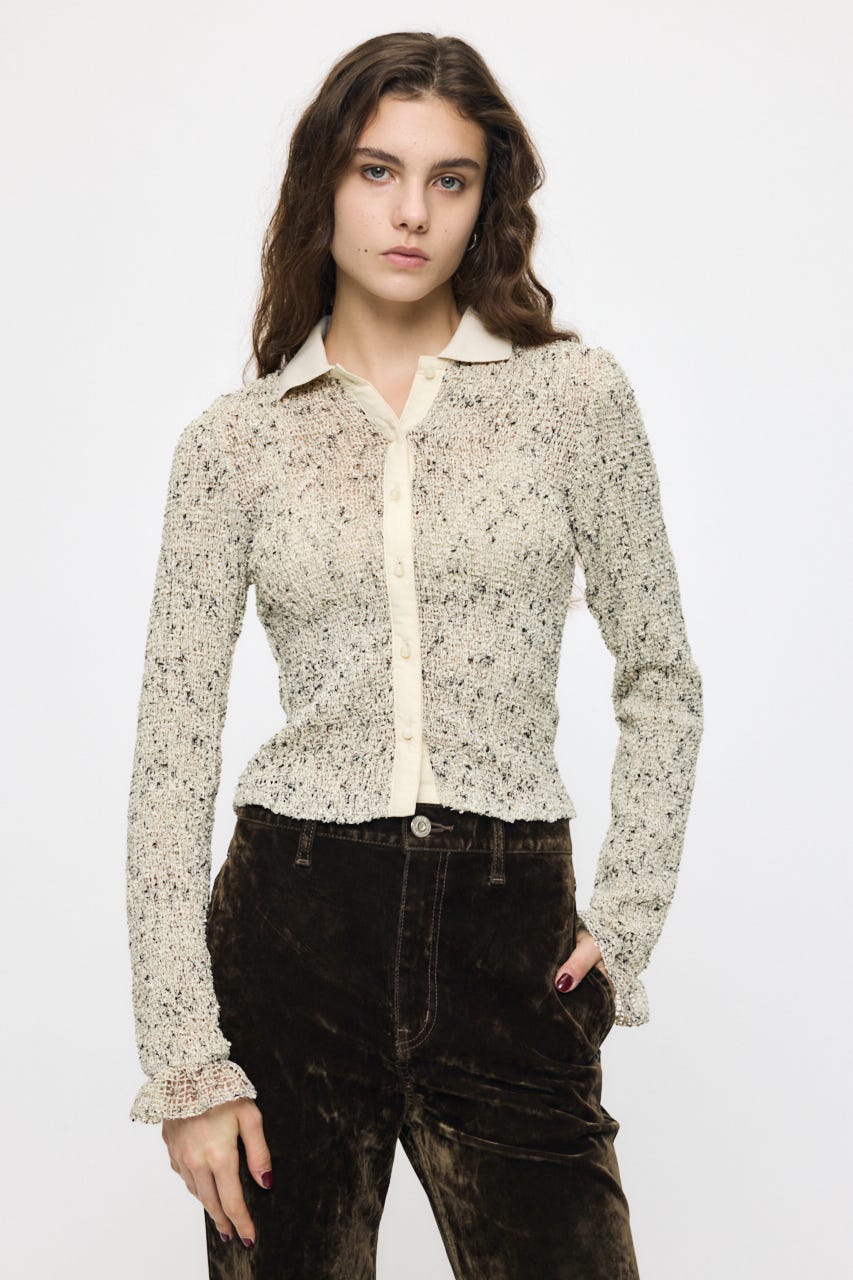 KNITTING COLLAR SHEER シャツ IVOY FREE
