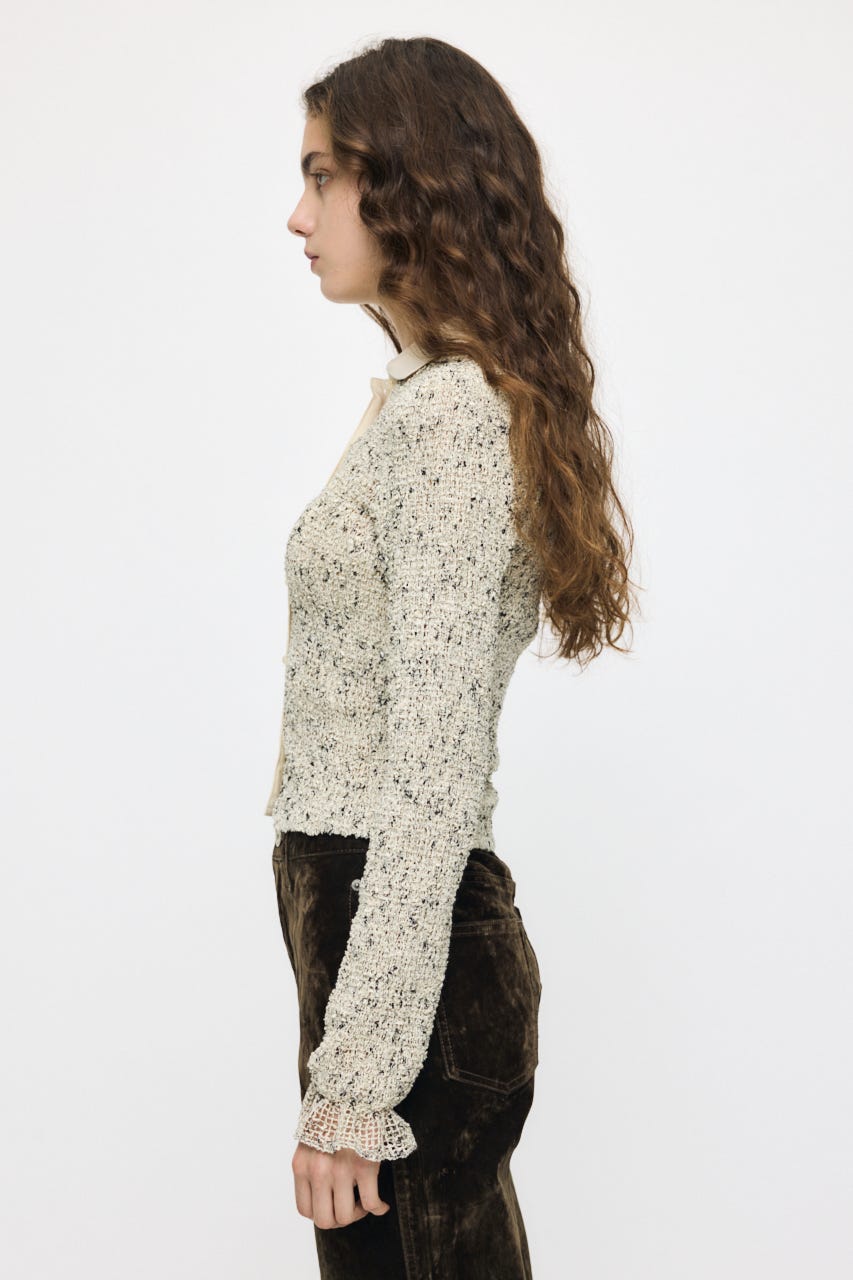 KNITTING COLLAR SHEER シャツ IVOY FREE