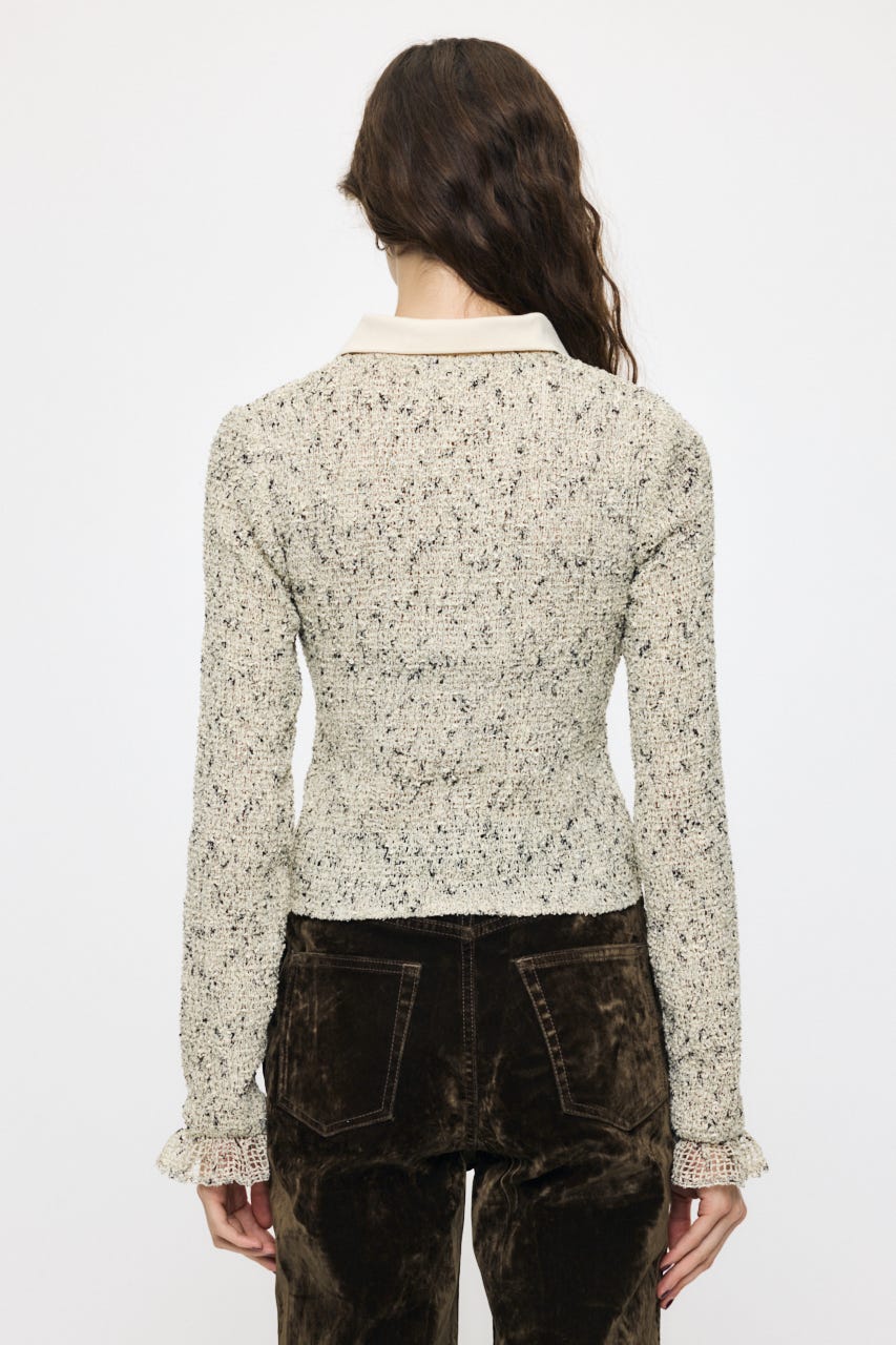 KNITTING COLLAR SHEER シャツ IVOY FREE