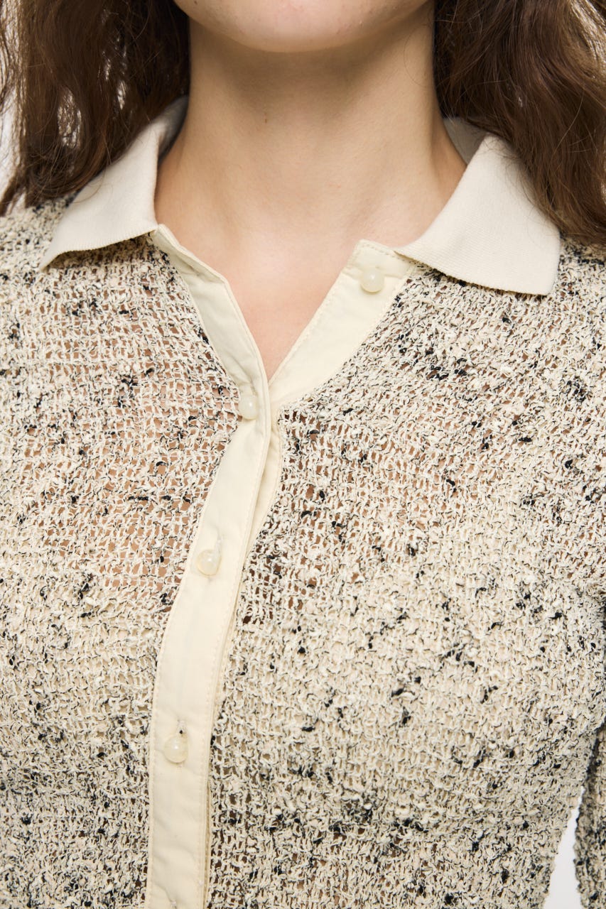 KNITTING COLLAR SHEER シャツ IVOY FREE