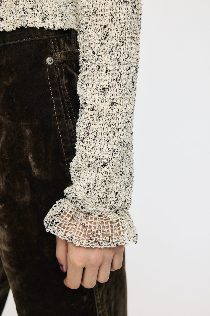 KNITTING COLLAR SHEER シャツ IVOY FREE