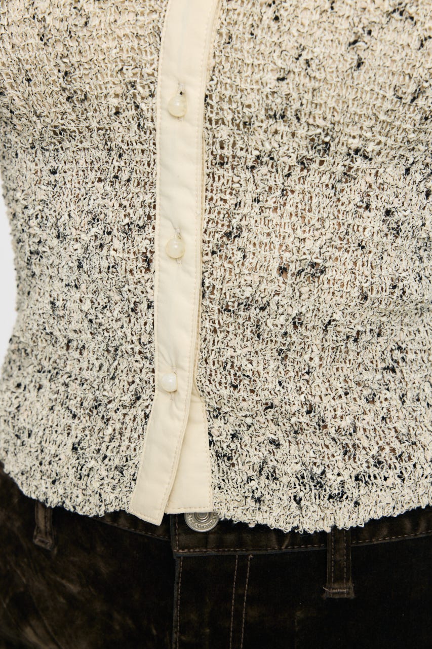 KNITTING COLLAR SHEER シャツ IVOY FREE