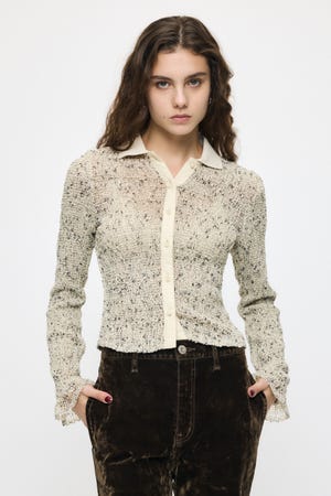 KNITTING COLLAR SHEER シャツ