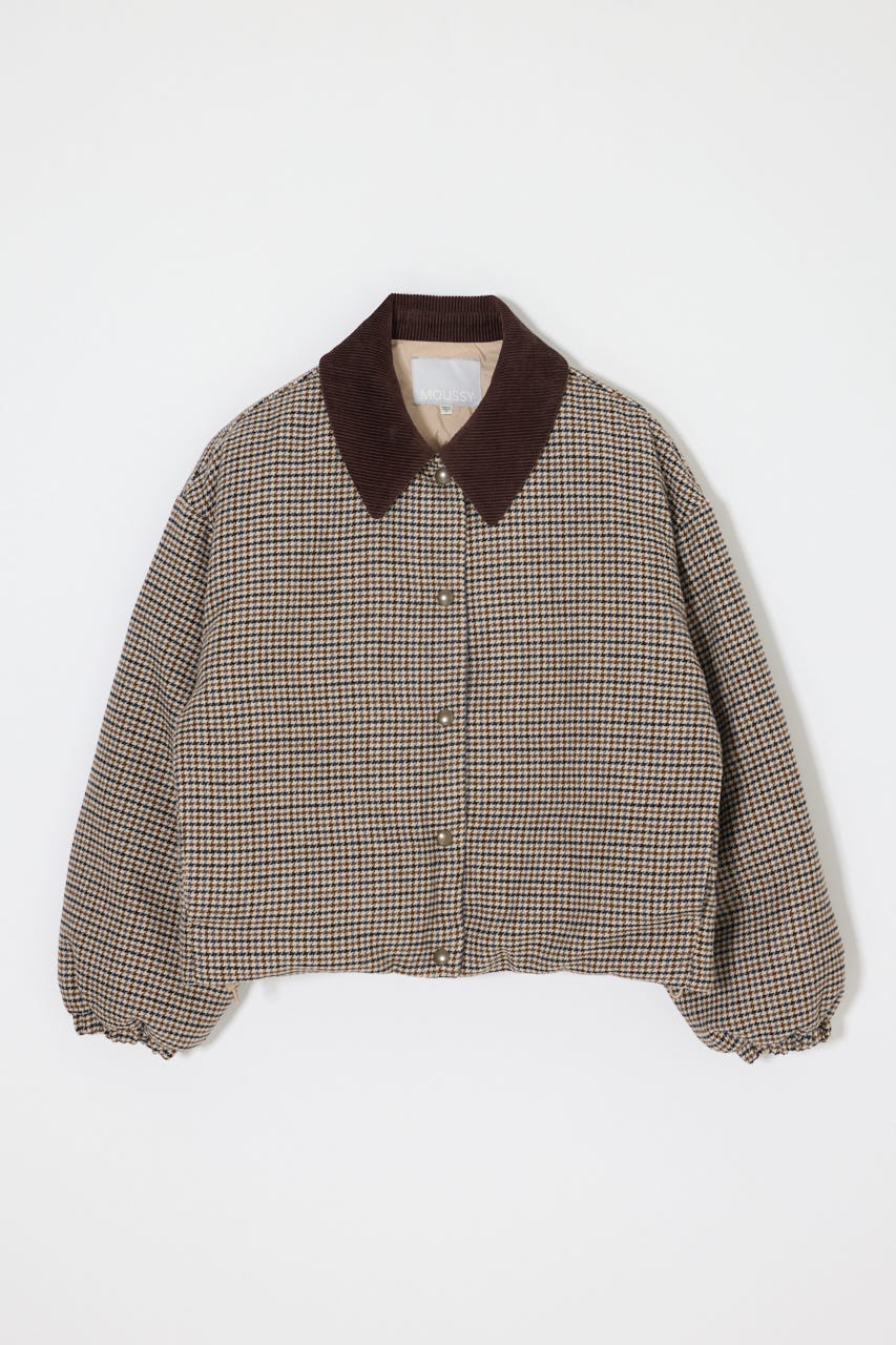 【WEB・一部店舗限定】TWEED PUFFER ジャケット 柄BEG FREE