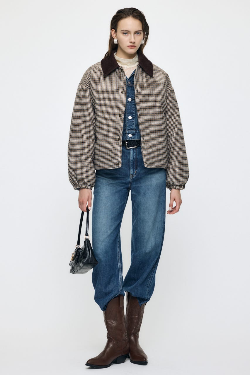 【WEB・一部店舗限定】TWEED PUFFER ジャケット 柄BEG FREE