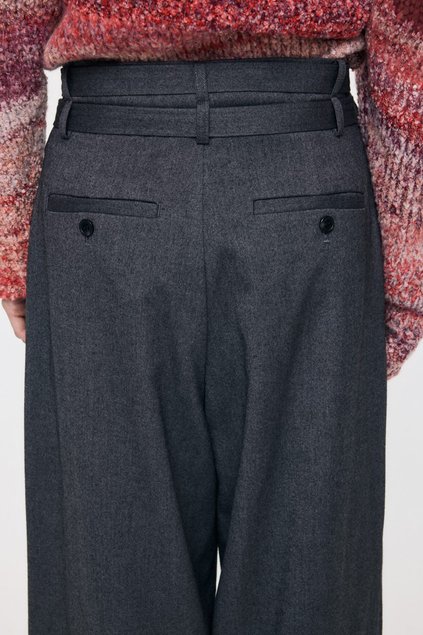 BELTED WIDE TUCK パンツ GRY 2